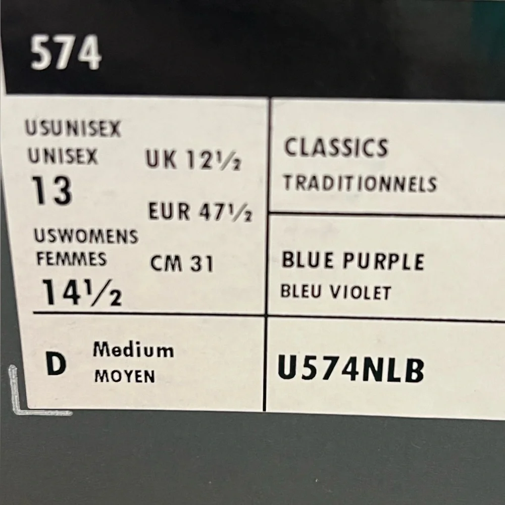 Unisex New Balance Blue Purple Sneakers - Picture 6 of 6